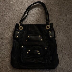 B. Makowsky Black Leather Shoulder Bag